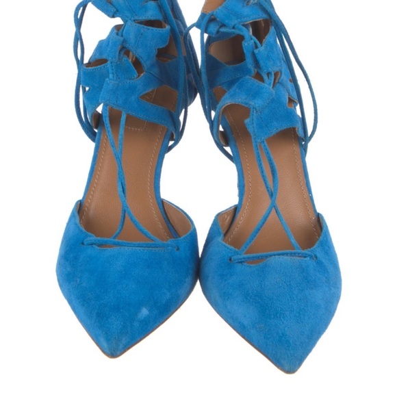 Last chance! Aquazzura blue belgravia heels 6.5 36.5 - Picture 5 of 6